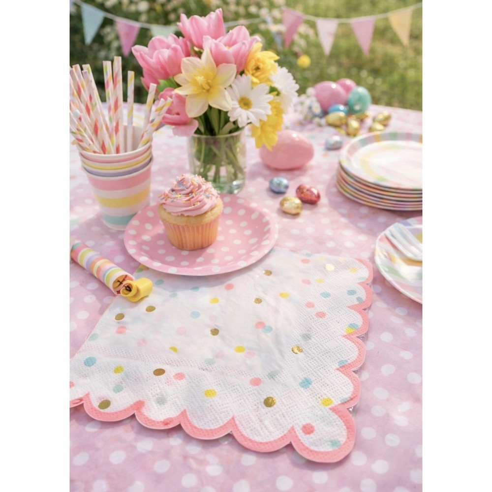 Meri‎ Meri Polka Dot Party Napkins Lot of 4 Packs 16 Each Scalloped